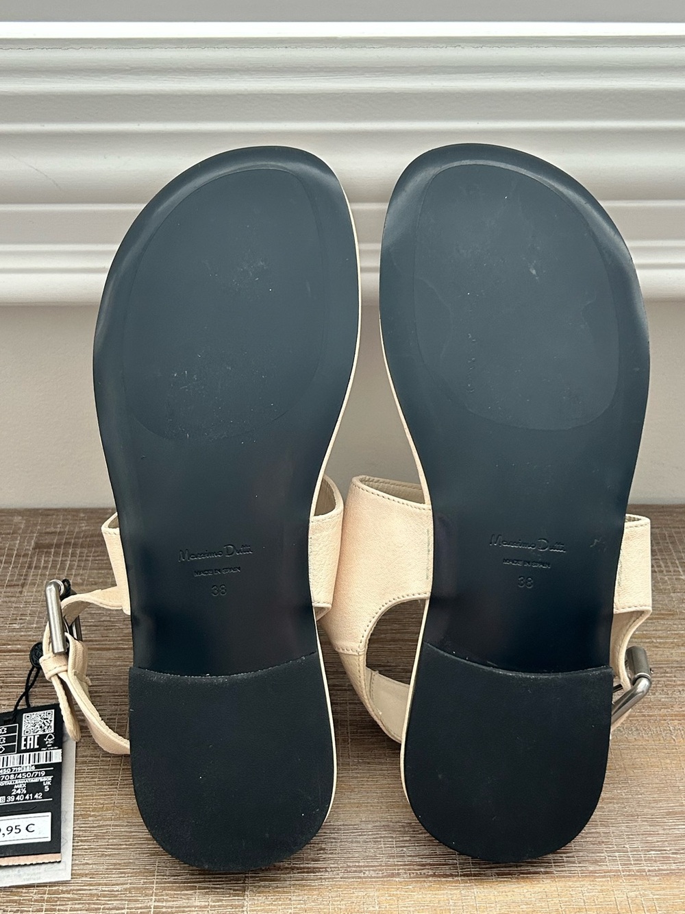 Massimo Dutti Cream Leather Sandals Size 38 or 7.5 - Picture 6 of 10